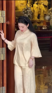 Đồ Lam Đi Chùa #Bộ Trơn vải Terrin lạnh# Quần Áo Nữ Cao Cấp