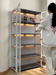 4/5 Layers Acrylic Bamboo Display Cabinet 2 Doors Three Sided Transparency Garage Kit Storage