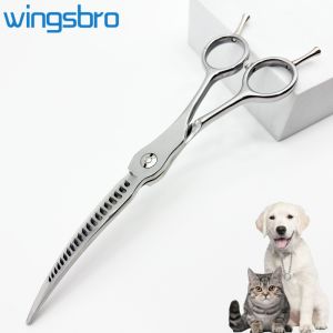 wingsbro 7 Inch Dog Grooming Curved Scissors Pet Curved Thinning Scissors