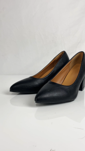 Falimottype Womens Casual Classic Soft Leather High Heels Fashionable Elegant Solid Color Pointed Toe Work Shoes