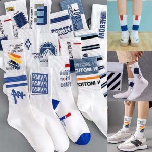 🚀(ได้รับ 2-3 วัน)🚀จัดส่งจากประเทศไทย~สไตล์เกาหลี ถุงเท้าข้อยาว ถุงเท้ากีฬา ถุงเท้าสีขาว เหมาะสำหรับทั้งชายและหญิง 5 ชิ้น/เซ็ต