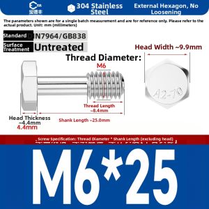 BAODEFENG | Anti-Loosening 304 Stainless Steel Hex Screws
