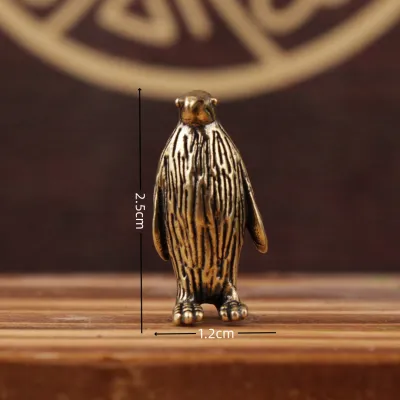 Funny Brass Standing Little Penguin Statue Desktop Decorative Trinkets Creativity Marine Animal Cute Craft Collection Children