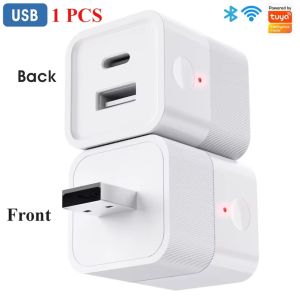 2 in 1 Tuya WiFi Smart TypeC USB Adaptor Switch Mini USB Power Adaptor Charger Plug Timing Voice Control Works