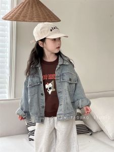 Retro Patchwork Denim Jacket for Girls Autumn New Arrival Vintage Style Boys Baby Fashionable Weatherproof All-Match Jacket Top
