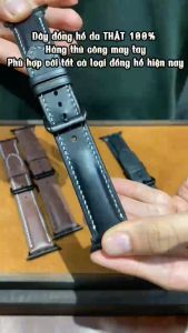 Dây đồng hồ basic AW handmade da bò màu đen nâu size AW38/40/41/42/44/45/49