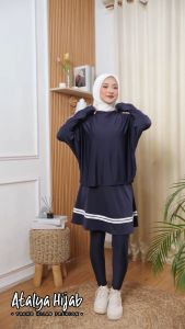 Baju Olahraga Wanita Set Stella Atasan Legging Rok List by atalyahijab Kekinian Skirt Sport Senam Lari Bersepeda Zumba