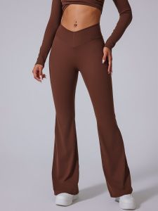 กางเกงโยคะทรงหลวมเอวสูงสำหรับผู้หญิง กางเกงขายาวทรงหลวมสำหรับออกกำลังกาย ผ้าฝ้ายผสมโพลีเอสเตอร์ ทรงหลวม ทรงหลวม ทรงหลวม