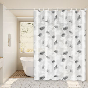 Fresh Leaves Black and White Style Shower Curtain Minimalist Nordic Bathroom Partition Curtain Artistic Bathroom Space Decoration Curtain