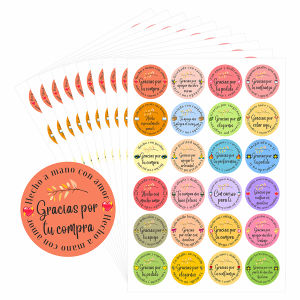 240 Pcs Spanish Thank You Stickers – Round Appreciation Labels with Heartfelt Quotes for Gift Wrapping Business Packaging