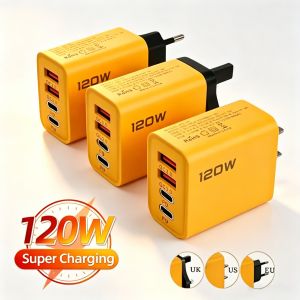 4 Ports 120W Charger Quick Charge 3.0 USB C PD Type C USB Phone Chargers Fast Charging Adapter For iPhone Samsung Xiaomi Huawei