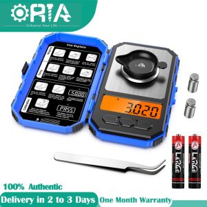 ORIA Digital Milligram Scale 0.006g-50g High Accurate Professional Digital Mini Scale 0.001g Precision Pocket Scale 20g calibration weight Electronic Smart Scale 6 Units LCD Backlit Display Tare Auto Off Stainless Steel(Ready Stock)