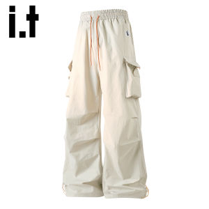 izzue | American Style Icy Silk Wrinkle Loose Straight Trousers