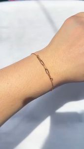 Gelang tangan emas asli kadar 70 16k paperclip mix serut adjustable rantai panjang 19 cm polos padar