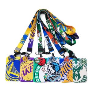 Chất liệu nhựa ABS truyền nhiệt baskeball hình ảnh phim hoạt hình cứng đẩy-kéo đồ đựng thẻ cho xe buýt vượt qua học sinh thẻ trường Polyester dây buộc huy hiệu thẻ bữa ăn