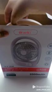 AOKI Kipas Angin Meja Charger USB-C AOKI AF 810Y 7.5inch Dapat Digantung Lampu Darurat