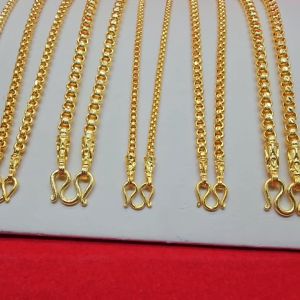 สร้อยคอทองลายผ่าหวายกลม คละแบบ ความยาว 20-24 นิ้ว ตะขอตัวเอ็ม คั่นหัวจรวด ใส่แทนของจริงได้ ชุบทอง ใส่ได้ทุกโอกาส ทองปลอม