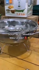 MM - A145 - Warmer Soup Bulat Stainless Steel Tempat Saji Sayur Prasmanan Chafing Dish Food Warmer-Baskom Tempat Sayur Soup Prasmanan Saji Stainless