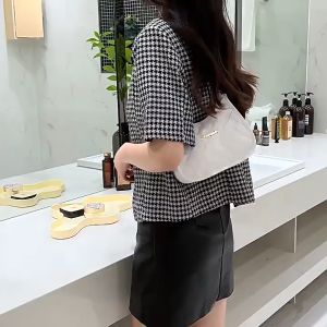 Embroidered underarm bag 2024 new female fashion all-match shoulder bag small fragrant wind Ring-check bag