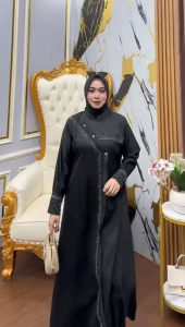 ZIFA FASHION // COD // ABAYA TURKI HITAM BAHAN ROYAL TWICE AKSEN PAYET TABUR MEWAH LD 110CM PB 140CM SIAP KIRIM // ARABIAN GAMIS HITAM MODIS TRENDY // *AR