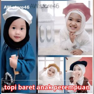 topi baret/topi baret anak/topi baret anak perempuan gaya korea/Topi baret hijab perempuan /Topi baret anak perempuan/topi baret wanita/topi baret anak perempuan 2 tahun