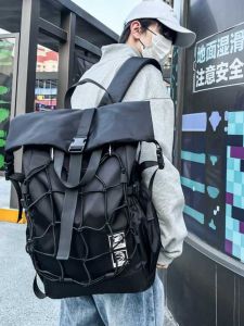 Backpack Mens Large Capacity Sports Backpack Trendy Multi-Functional Backpack College Student Easiest for Match Computer Bag Functional Bag