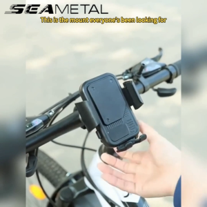 SEAMETAL Motorcycle Phone Holder with Lock 360°Rotation Phone Bracket Cellphone Holder for Motorcycle Bicycle