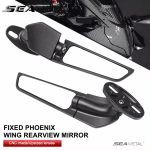 SEAMETAL Motorcycle Rearview Mirror Fixed Wing Rearview Mirror Aluminum Rotating Wing Wide-angle Motorcycle Rearview Mirror