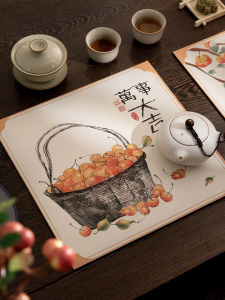 Chinese Style Hand-Painted Square Tea Coaster Double-Sided Anti-Slip Dining Table Mat Silicon Dendroid Drainage Pad Zen Spirit
