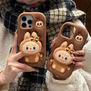 💯【Phone Case】+FREE Shipping 💯 Cartoon The Monsters Labubu Stereoscopic Phone Case for IPhone 16 15 14 13 12 Pro Max 11 Soft Silicone Cover With Bracket