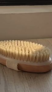 SPA Brush Palm Size Dry Brush Body Brush Universal Fit & Easy to Use Dry Skin Body with Hand Band for Nice Grip Soft Natural Bristle