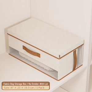 Storage Box Foldable Clothing Organizer PU Leather Trim Non Woven Fabric PP Board Closet Wardrobe Quilt Blanket Bag Storage Case
