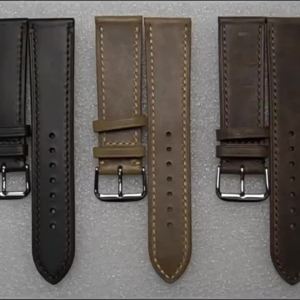 18mm 19mm 20mm 21mm 22mm Oil Wax Discoloration Leather Watchband Vintage Genuine Calfskin Leather Strap Soft Business Watch Band