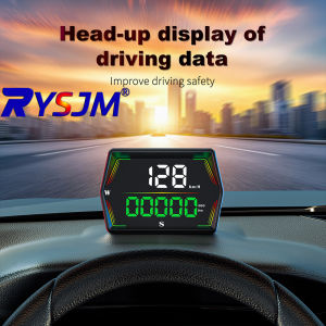 RYSJM | Head-Up Display Windshield Projector Digital Speedometer KMH/MPH Big Font HUD with Speed Alerts/Compass/odometer