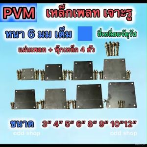 แผ่นเหล็ก เแผ่นเหล็กเพลท ยึดเสาเหล็ก หนา 6 มมเต็ม เจาะรู และ พุ๊กเหล็กยึดพื้น ชุบกันสนิม  ขนาดตั้งแต่ 3นิ้ว-12นิ้ว พุ๊กขนาด 1/4-5/16-3/8 หุน พร้อมส่ง