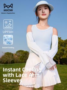 Miiow | Womens Ice Silk Sleeve Cycling Gloves UV Protection High Aesthetic Value New 2025 MiiOW Cat Person Lace Ice Sleeve