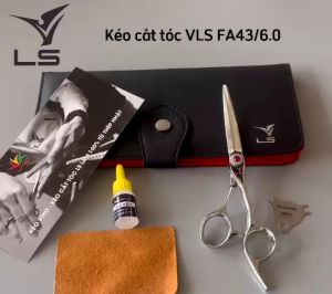 Kéo cắt tóc VLS lưỡi thẳng quai offset vênh đỡ ngón cố định FA43/6.0