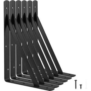 10 CHIẾC Thép Đen Nổi Kệ Chân Đế Tripod Chịu Lực Treo Tường Trang Trí Khớp Góc Bằng Ốc Vít Cho Chế Biến Gỗ