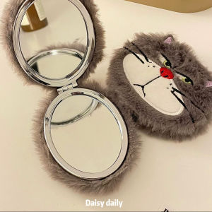 Stuffed Kitty Folding Mirror Cute Lucifer Makeup Mirror Portable Small Size Mirror Carry-on Cosmetic Mirror Small round Mirror