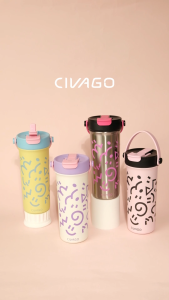 CIVAGO(20oz/600ml)Ceramic Coffee Mug With Lid Large Capacity Cute Travel Mug Leak Proof Water Bottle Gift