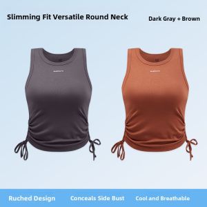 Miiow | Gray Tank Top Women Summer Round Neck Drawstring Design Cotton Slim Fit American Style Inner Wear MiiOW Cat Person Brand