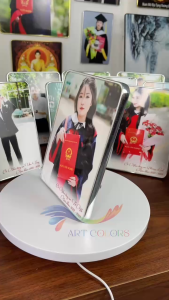 Tranh in theo yêu cầu in ảnh từ điện thoại- Tranh tráng gương để bàn bo viền cao cấp