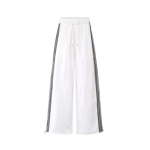 zuocisankon | Wide-striped Trousers with Good Drape and Straight-leg Design