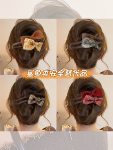 Elegant Butterfly Knot Hair Accessory Duckbill Clip Hairpin Womens Stylish Back of Head Updo Hairgrip Simple Hair Card