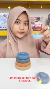 [KST] Mainan Edukasi Stacking Cincin Susun Silikon Montessori Teether Anak Motorik Halus Kado
