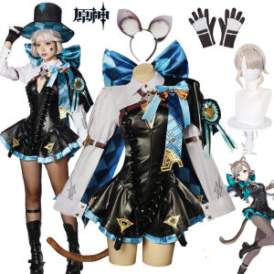 Trò Chơi Genshin Impac Lynette Trang Phục Cosplay Trợ Lý Ma Thuật Lynette Jumpsuit Váy Da 13Pcs trọn bộ nhân vật Anime Trang Phục Cho Phụ Nữ