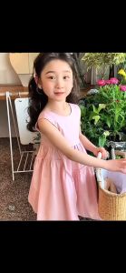 Anak Perempuan Terbaru Korean Style Dress Manis merah muda Dress Korean Dress Pricess putri