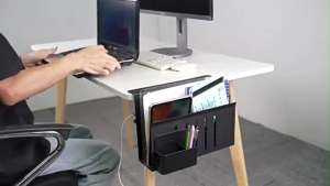 Under Desk Laptop Holder Desk Side Storage Stand With Magnetic Pen Holder No Drill Side Storage Organizer For Tablet