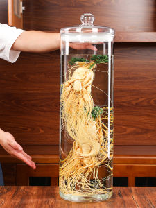Large Size Sealed Glass Jar Cylindrical Ginseng Liquor Bottle Display Bottle for Soaking Wine And Medicinal Wine Straight Tube