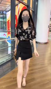 New Petite Versatile French Style Floral Short Sleeve Shirt